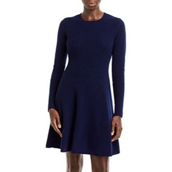 AQUA Bloomingdale's A-Line Cashmere Dress in Peacoat - NWT - Picture 1 of 3
